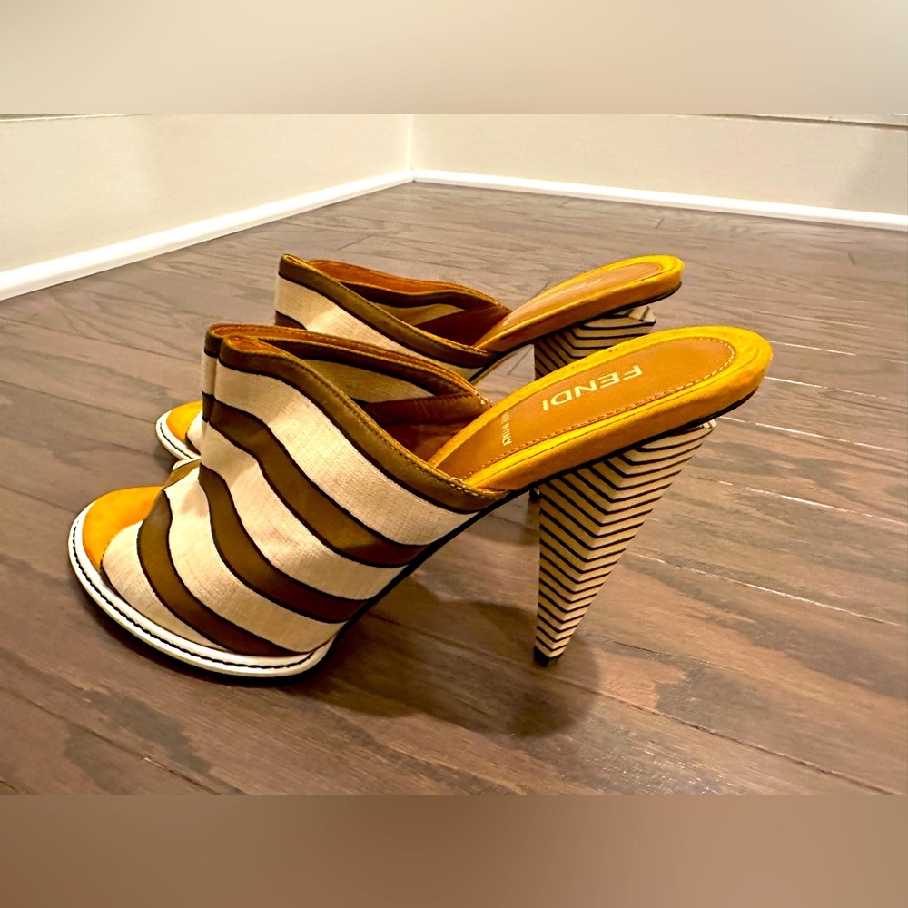Fendi striped satin mules .. fits US 10 .. EU 42